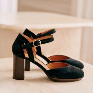 Sézane Katie Babies Black Suede Heels